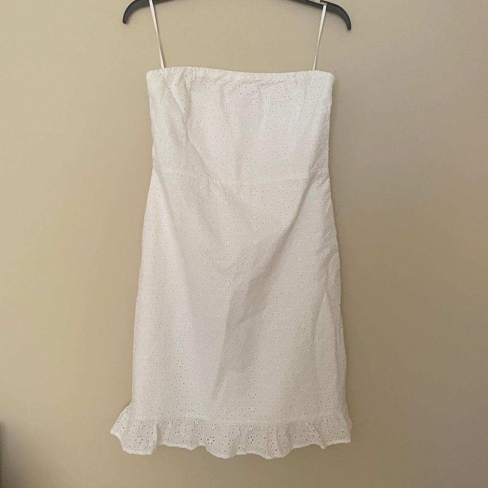 White strapless summer women dress